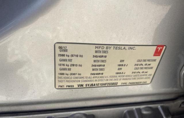 Photo 10 from auction – 2017 TESLA MODEL S with VIN 5YJSA1E15HF203850
