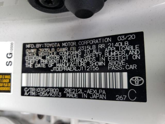 Photo 10 from auction – 2020 TOYOTA COROLLA LE with VIN JTDEPRAEXLJ112156