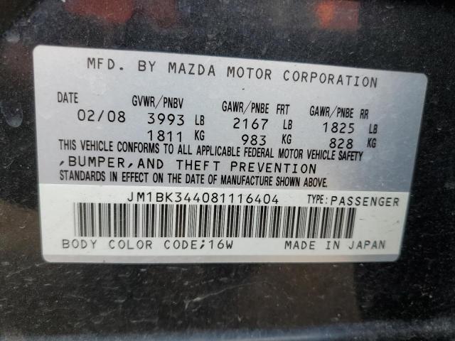 Photo 10 from auction – 2008 MAZDA 3 HATCHBAC with VIN JM1BK344081116404