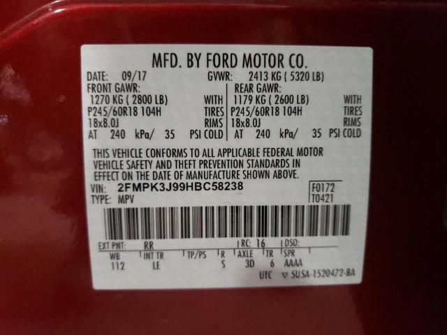 Photo 10 from auction – 2017 FORD EDGE SEL with VIN 2FMPK3J99HBC58238