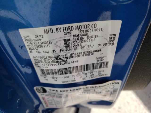 Photo 10 from auction – 2012 FORD F150 SUPER with VIN 1FTFW1CF2CFB34475
