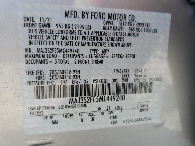 Photo 10 from auction – 2021 FORD ECOSPORT S with VIN MAJ3S2FE5MC449240