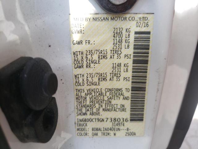 Photo 10 from auction – 2016 NISSAN FRONTIER S with VIN 1N6BD0CT9GN738036