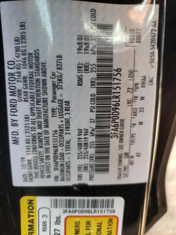 Photo 10 from auction – 2020 FORD FUSION TIT with VIN 3FA6P0D96LR151756