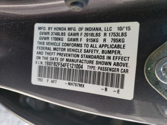 Photo 10 from auction – 2015 HONDA CIVIC LX with VIN 19XFB2F54FE121004
