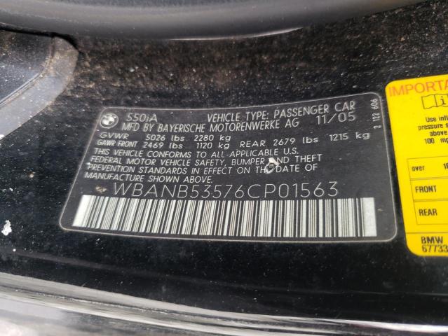Photo 10 from auction – 2006 BMW 550 I with VIN WBANB53576CP01563