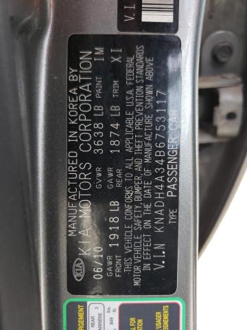 Photo 10 from auction – 2011 KIA RIO BASE with VIN KNADH4A34B6753117