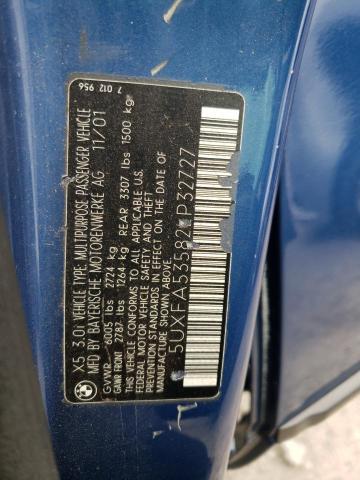 Photo 10 from auction – 2002 BMW X5 3.0I with VIN 5UXFA53582LP32727