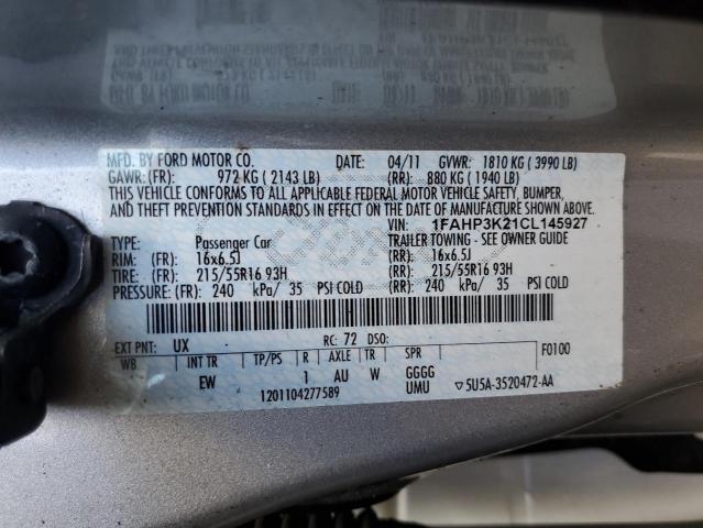 Photo 10 from auction – 2012 FORD FOCUS SE with VIN 1FAHP3K21CL145927