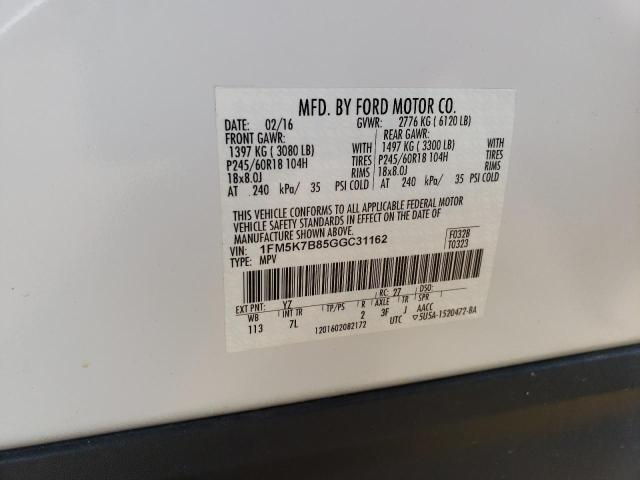 Photo 10 from auction – 2016 FORD EXPLORER with VIN 1FM5K7B85GGC31162