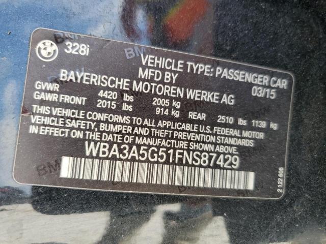 Photo 10 from auction – 2015 BMW 328 I with VIN WBA3A5G51FNS87429