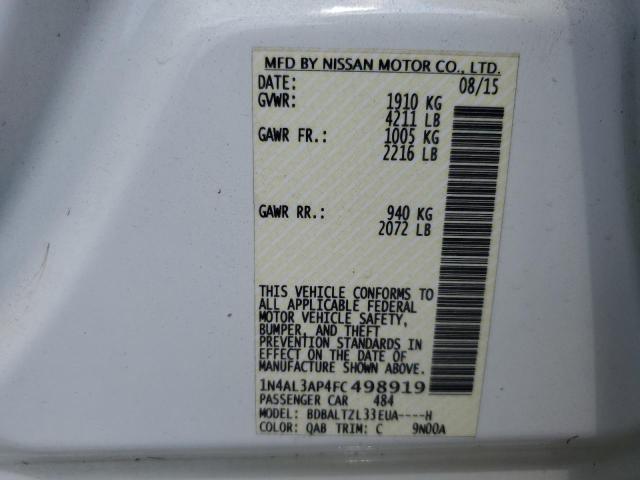 Photo 10 from auction – 2015 NISSAN ALTIMA 2.5 with VIN 1N4AL3AP4FC498919