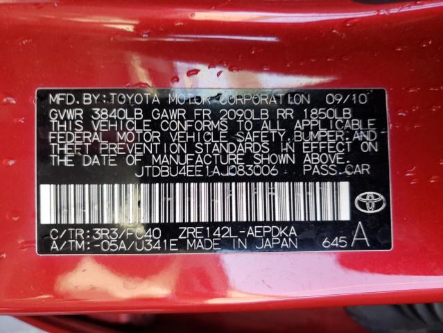 Photo 10 from auction – 2010 TOYOTA COROLLA BA with VIN JTDBU4EE1AJ083006