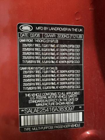Photo 10 from auction – 2006 LAND ROVER LR3 SE with VIN SALAE25416A383097