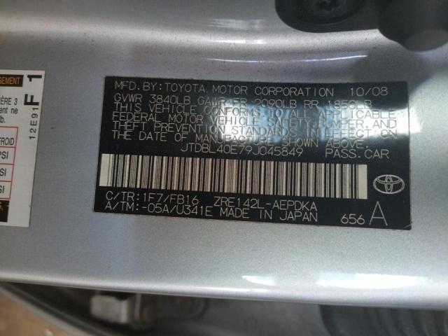 Photo 10 from auction – 2009 TOYOTA COROLLA BA with VIN JTDBL40E79J045849