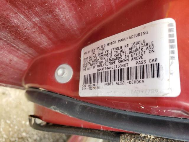 Photo 10 from auction – 1990 TOYOTA COROLLA DL with VIN 1NXAE94A6LZ162284