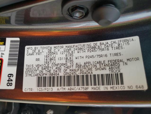 Photo 10 from auction – 2015 TOYOTA TACOMA DOU with VIN 3TMLU4EN3FM180464