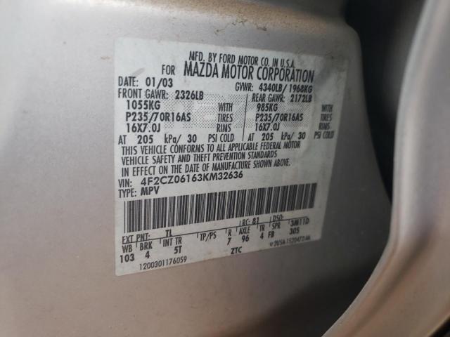 Photo 10 from auction – 2003 MAZDA TRIBUTE ES with VIN 4F2CZ06163KM32636