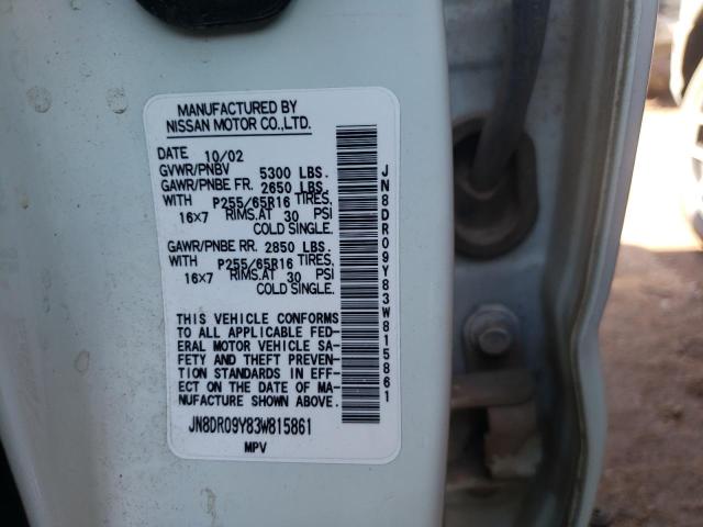 Photo 10 from auction – 2003 NISSAN PATHFINDER with VIN JN8DR09Y83W815861