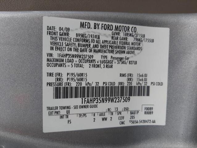 Photo 10 from auction – 2009 FORD FOCUS SE with VIN 1FAHP35N99W237509