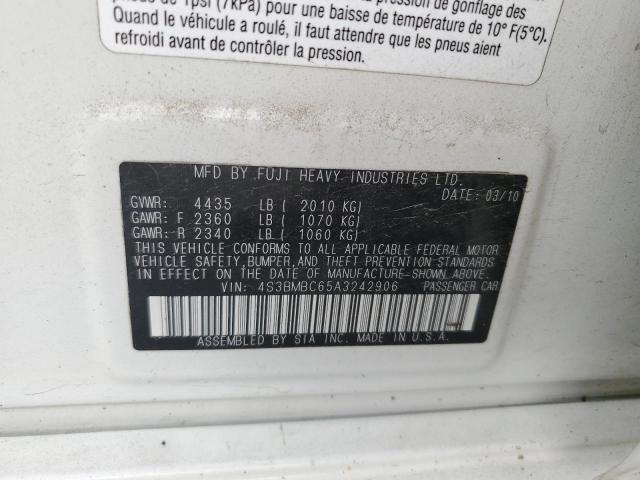 Photo 10 from auction – 2010 SUBARU LEGACY 2.5 with VIN 4S3BMBC65A3242906