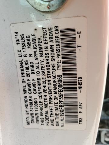Photo 10 from auction – 2015 HONDA CIVIC LX with VIN 19XFB2F55FE006069