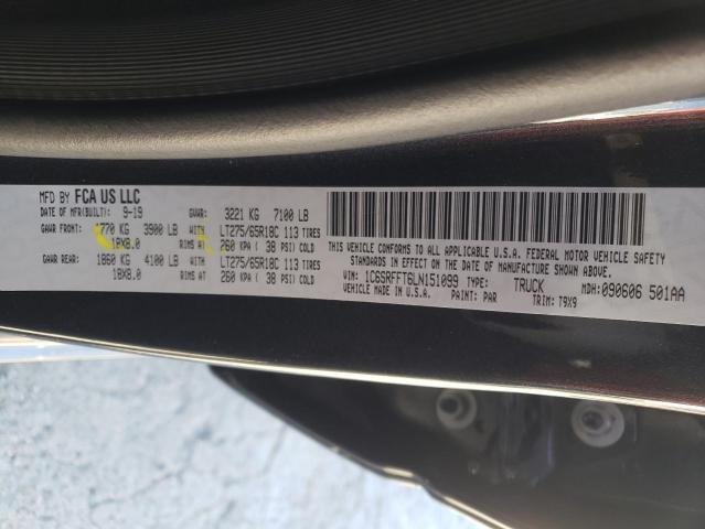 Photo 10 from auction – 2020 RAM 1500 BIG H with VIN 1C6SRFFT6LN151099