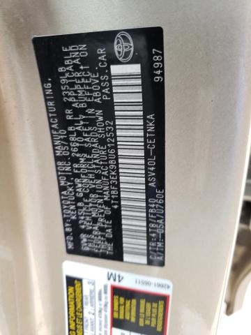 Photo 10 from auction – 2011 TOYOTA CAMRY BASE with VIN 4T1BF3EK9BU612532