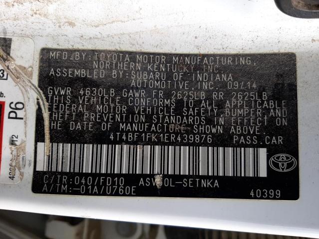 Photo 10 from auction – 2014 TOYOTA CAMRY L with VIN 4T4BF1FK1ER439876