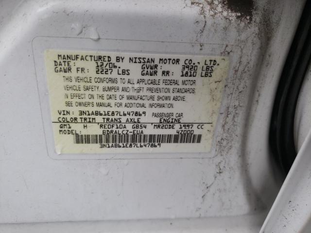 Photo 10 from auction – 2007 NISSAN SENTRA 2.0 with VIN 3N1AB61E87L647869