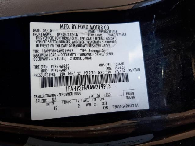Photo 10 from auction – 2010 FORD FOCUS SE with VIN 1FAHP3FN9AW219918