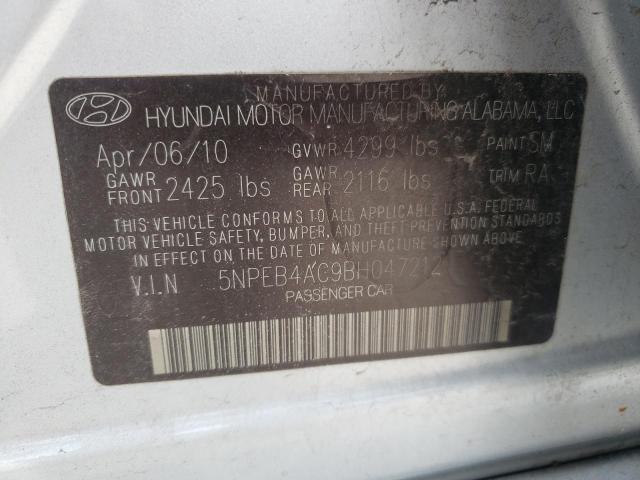 Photo 10 from auction – 2011 HYUNDAI SONATA GLS with VIN 5NPEB4AC9BH047212