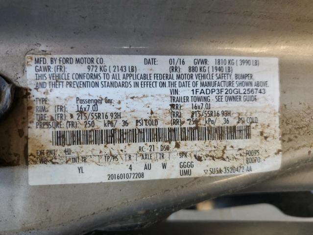 Photo 10 from auction – 2016 FORD FOCUS SE with VIN 1FADP3F20GL256743