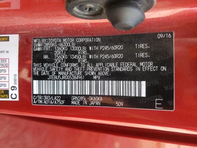 Photo 10 from auction – 2016 TOYOTA 4RUNNER SR with VIN JTEBU5JR0G5384961
