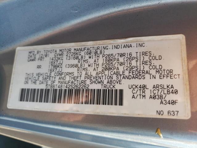 Photo 10 from auction – 2002 TOYOTA TUNDRA ACC with VIN 5TBBT48142S262262