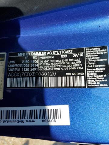 Photo 10 from auction – 2011 MERCEDES-BENZ E 550 with VIN WDDKJ7CBXBF080120
