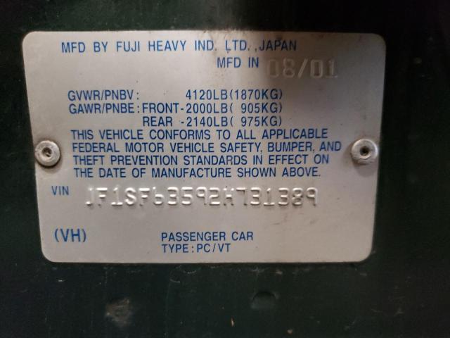 Photo 10 from auction – 2002 SUBARU FORESTER L with VIN JF1SF63592H731389