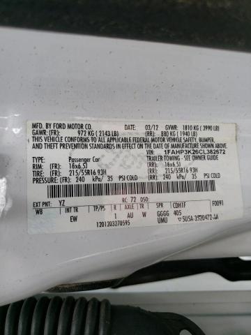 Zdjęcie 10 z aukcji – 2012 FORD FOCUS SE z VIN 1FAHP3K26CL382672