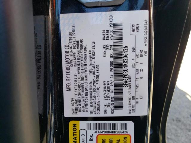 Photo 10 from auction – 2019 FORD FUSION TIT with VIN 3FA6P0RU4KR206426