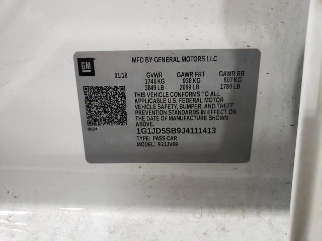 Photo 10 from auction – 2018 CHEVROLET SONIC LT with VIN 1G1JD5SB9J4111413