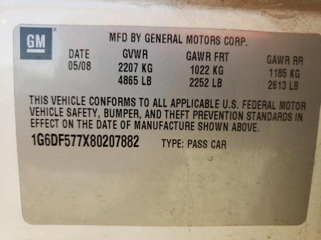 Photo 10 from auction – 2008 CADILLAC CTS with VIN 1G6DF577X80207882