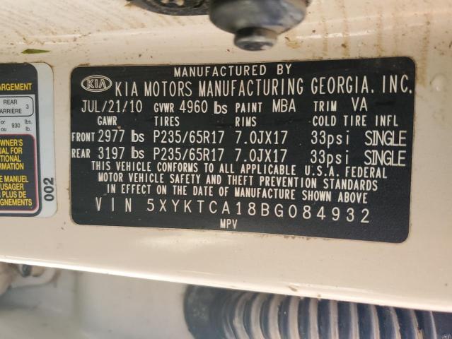 Photo 10 from auction – 2011 KIA SORENTO with VIN 5XYKTCA18BG084932