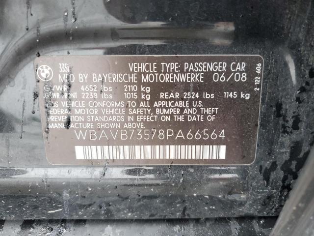 Photo 10 from auction – 2008 BMW 335 I with VIN WBAVB73578PA66564