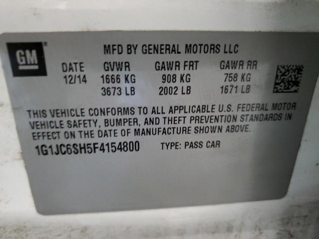 Photo 10 from auction – 2015 CHEVROLET SONIC LT with VIN 1G1JC6SH5F4154800