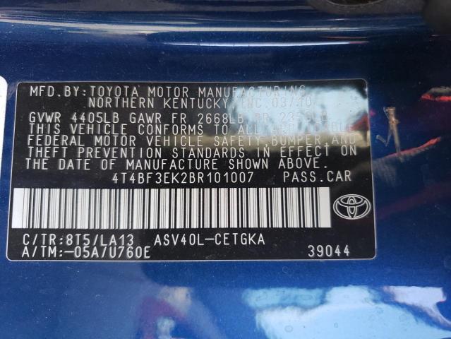 Photo 10 from auction – 2011 TOYOTA CAMRY BASE with VIN 4T4BF3EK2BR101007