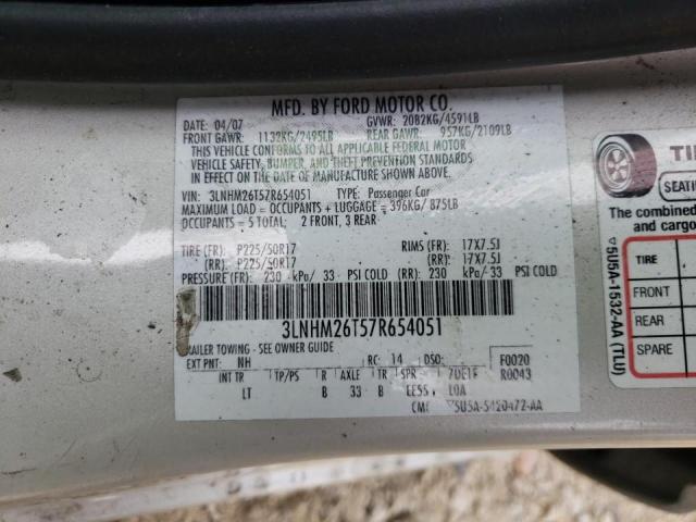 Photo 10 from auction – 2007 LINCOLN MKZ with VIN 3LNHM26T57R654051