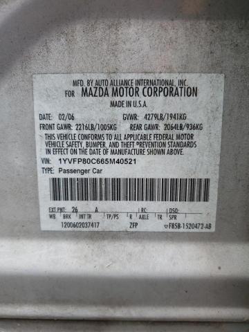 Photo 10 from auction – 2006 MAZDA 6 I with VIN 1YVFP80C665M40521