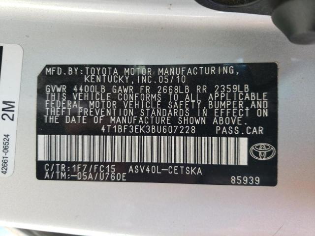 Photo 10 from auction – 2011 TOYOTA CAMRY BASE with VIN 4T1BF3EK3BU607228