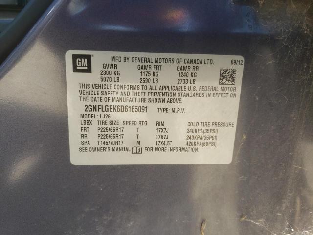 Photo 10 from auction – 2013 CHEVROLET EQUINOX LT with VIN 2GNFLGEK6D6165091