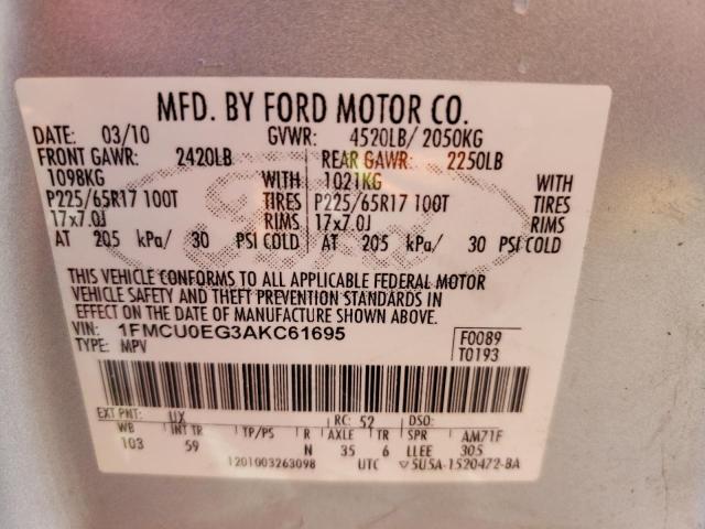 Photo 10 from auction – 2010 FORD ESCAPE LIM with VIN 1FMCU0EG3AKC61695